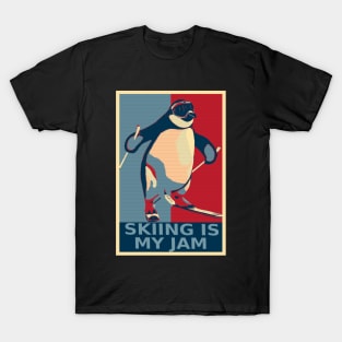 Skiing Is My Jam Funny Penguin Skiing HOPE T-Shirt